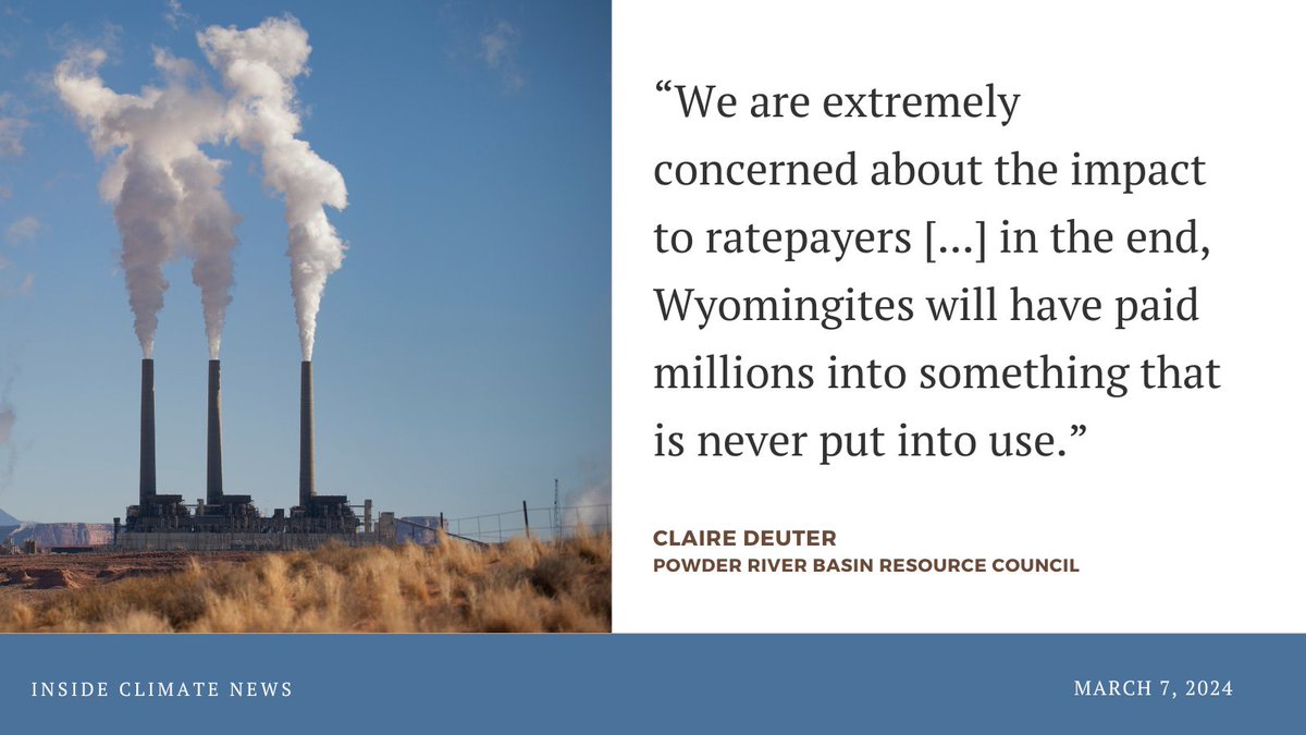PRBResCouncil's tweet image. Wyoming lawmakers double down on the state's #carboncapture mandate, hoping it will keep #coal plants running despite its impact on utility customers forced to pay for the unproven technology bit.ly/4c5dZhg #ratepayers @insideclimate