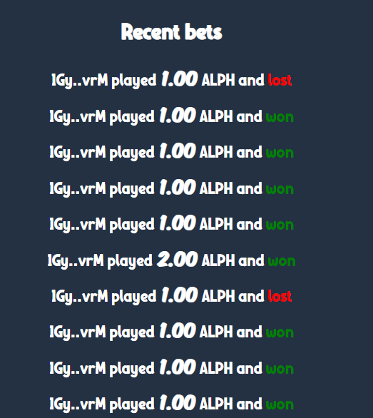 ALPHCoinflip's tweet photo. A great series of victories on ALPHCOINFL, all in green!  

Get on the train: https://t.co/ByqZriyWQv 

#ALEPHIUM $ALPH @alephium https://t.co/LlkvNba6Oy