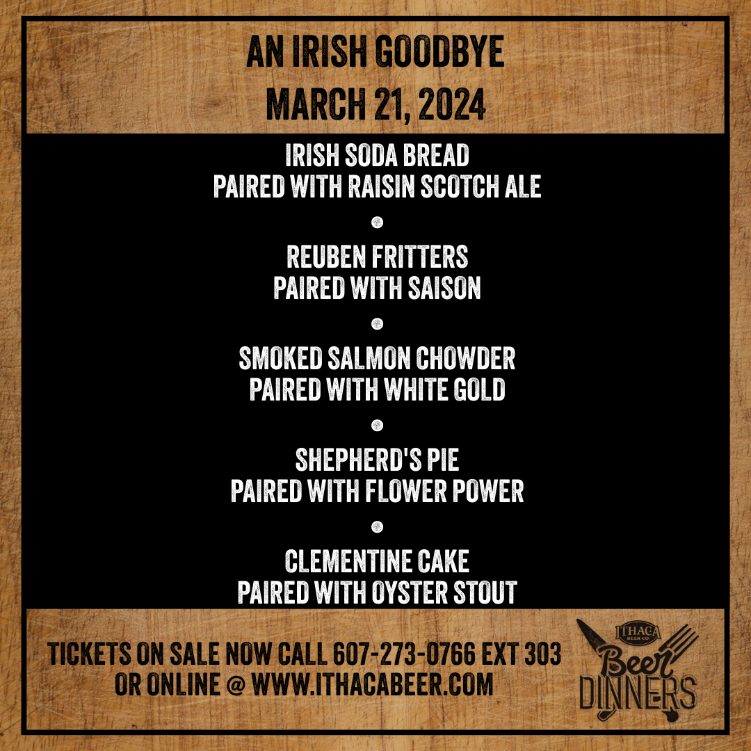 We have ONE more beer dinner left in this series! Grab your tickets soon before they are gone! 🍻🎟️
#beerdinnerseries #taproom #ithaca #irishgoodbye