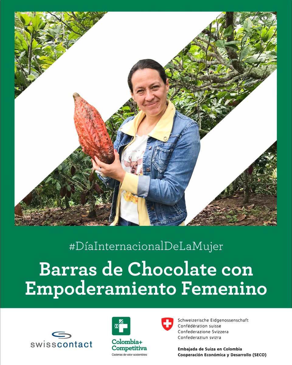 colombiamascom1's tweet photo. #DíaInternacionalDeLaMujer | El Empoderamiento femenino también se cultiva con cacao. Hoy, en Caucasia, celebramos el lanzamiento de la línea Mujer Cacaocultora de Chocolate Colombia, con apoyo de C+C. ¡Mujeres abriendo caminos en mercados diferenciados! https://t.co/dMvFjqvPCi