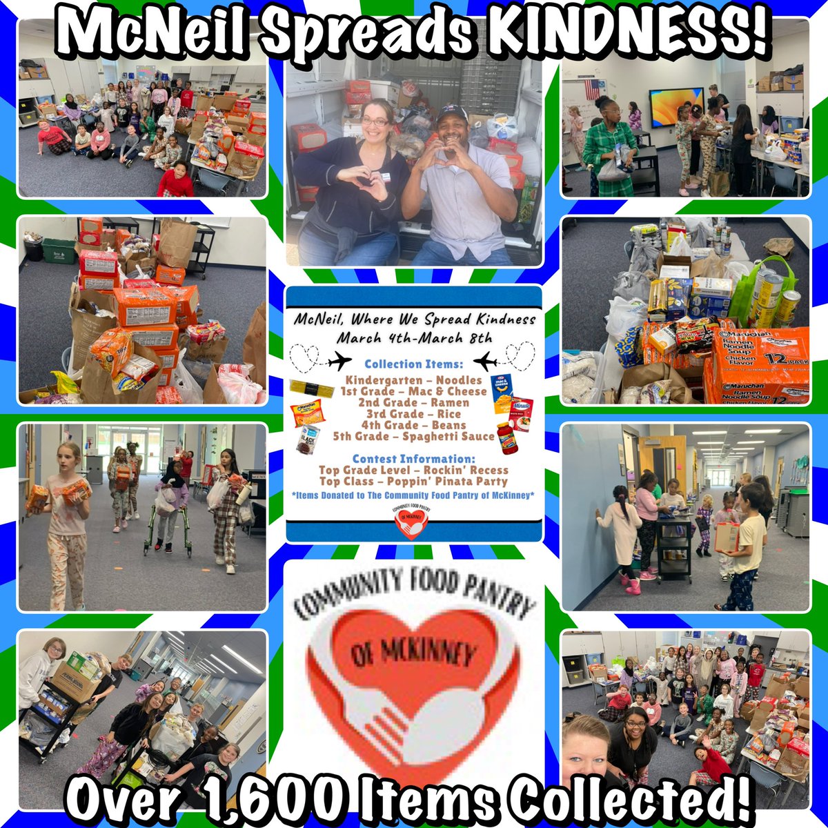 I’m so incredibly proud of our <a href="/McNeilElem/">McNeil Elementary</a> Mustangs!! They collected over 1,600 items for our friends at the <a href="/McKinneyPantry/">McKinney Food Pantry</a> in downtown McKinney! McNeil Spreads Kindness EVERYWHERE! 💙❤️🐴