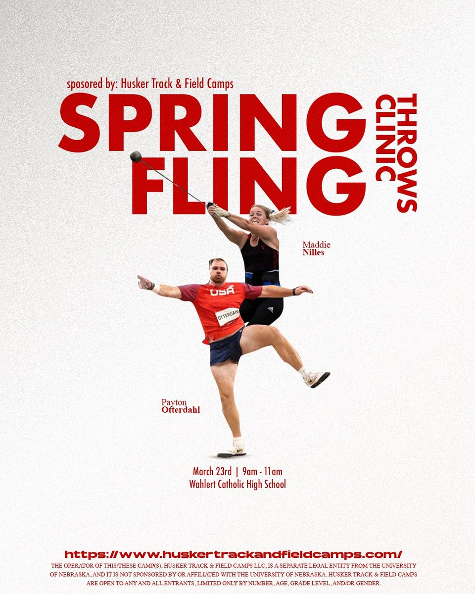maddynilles27's tweet photo. Really excited to put on the Spring Fling Throws Clinic with Olympian Payton Otterdahl.
March 23rd at Wahlert High School from 9-11am. Open to all schools! 

Use the link to sign up! Hope to see you all there! https://t.co/Lc6Aa5mK9f