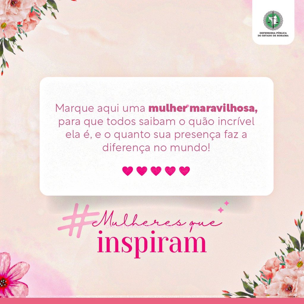 DefensoriaRR's tweet image. 💜 Marque aqui uma mulher maravilhosa, para que todos saibam o quão incrível ela é, e o quanto sua presença faz a diferença no mundo! 
@🫶🏾

#8M #dperr #DefensoriaDelas #mesdamulher #reconhecimento #EmDefesaDelas