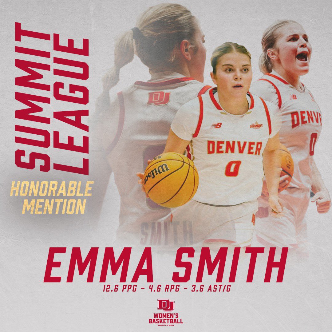 Emma Smith ➡️ Summit League Honorable Mention

Averaging 12.6PPG, 4.6RPG, and 3.6AST/G, <a href="/Emmacsmith711/">Emma</a> has been named a part of the Summit League Honorable Mentions for the 23-24 Womens Basketball season. Congrats Emma!