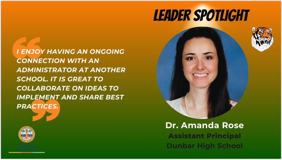 🎙️Leadership Development is excited to spotlight Dr. Amanda Rose, from @DunbarHighFL. Dr. Rose, is one of our eLEEte mentors, who provides support to our first-year assistant principals. Thank you for your leadership! ⭐️ @LeeSchools #leadership #leaders #LeadershipMatters