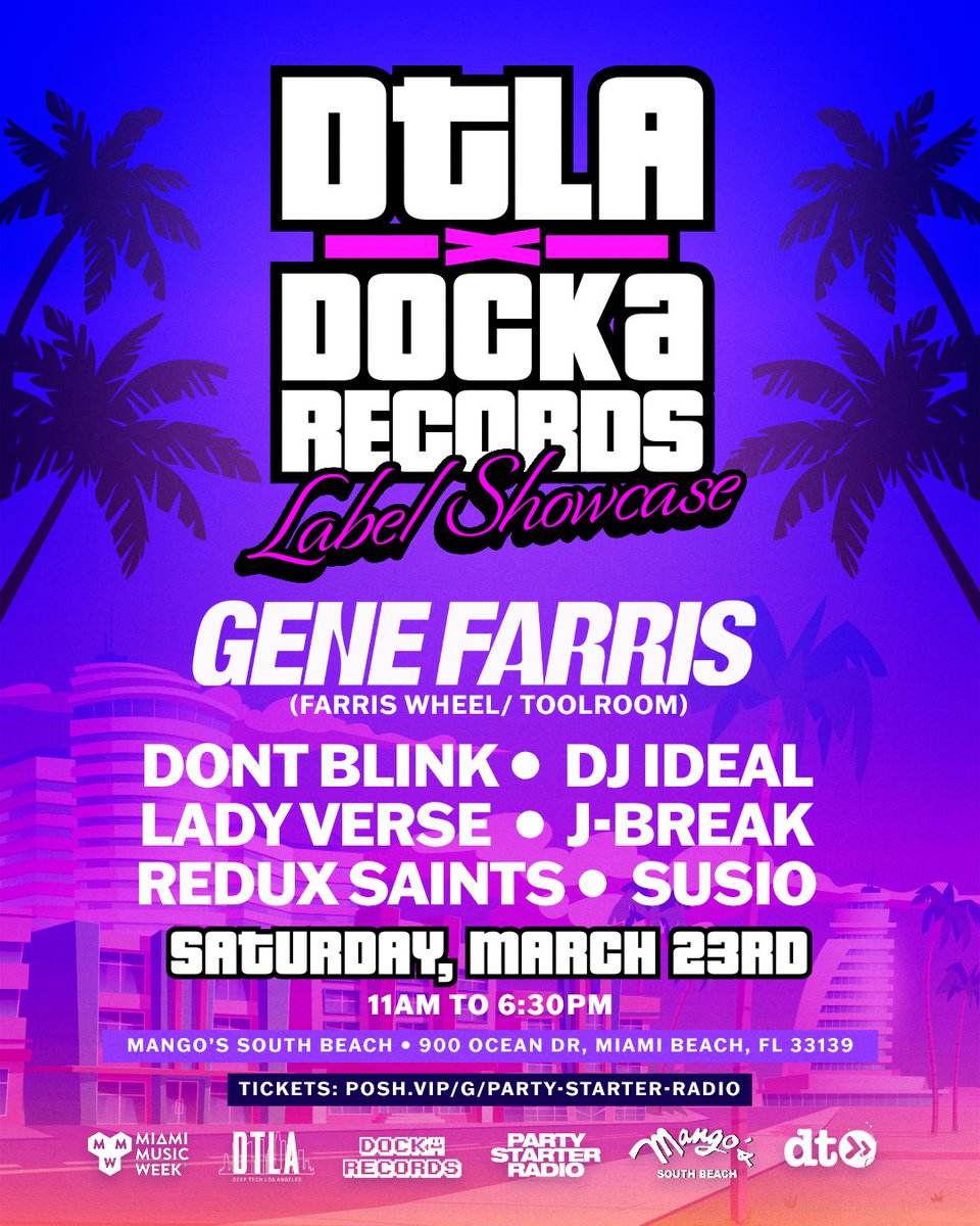 DockaRecords's tweet photo. @GeneFarrisChi will be headlining @DeepTechLA x @dockarecords Label Showcase alongside @dontblinkmusic , @DJIDeaL , @LadyVerse,  @JBREAK , @ReduxSaints , and @Dj_SUSiO on Sat Mar 23rd. Tickets at https://t.co/YoGysiDlUJ
#genefarris #techhouse #housemusic #mmw #miamimusicweek https://t.co/B9cp1UGdtG