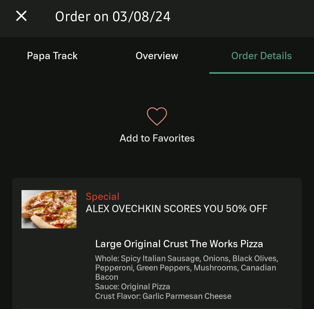 TheWuWu's tweet photo. Thank you #ALLCAPS & .@ovi8 for 50% off @PapaJohns #DinnerTonight #CAPS50 https://t.co/FQULg2X8U3