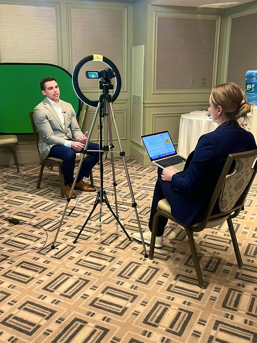 OncLive's tweet photo. Behind the scenes with @DrSpratticus and @CarolineM_Sey at #NYGU! Thank you for sitting down with us today. #pcsm @gotoPER https://t.co/8UDZfkn6ty