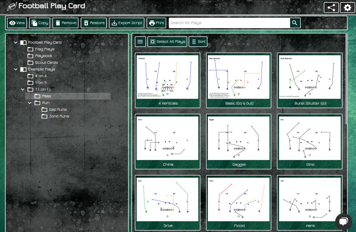 Pre-built play diagrams and formations are all customizable. 7-day trial at: SpreadOffense.com