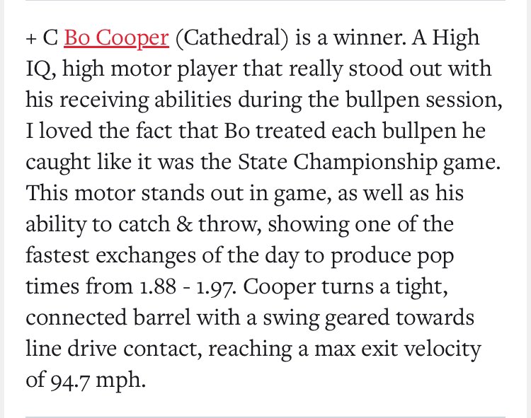 BoCooper2025's tweet image. Greatly appreciate the write up @CTrinkle23!!! @PBR_Uncommitted @IN_Bulls25Black @PrepBaseballIN @C_IrishBaseball @GSP_Hitting @inbullsbase
