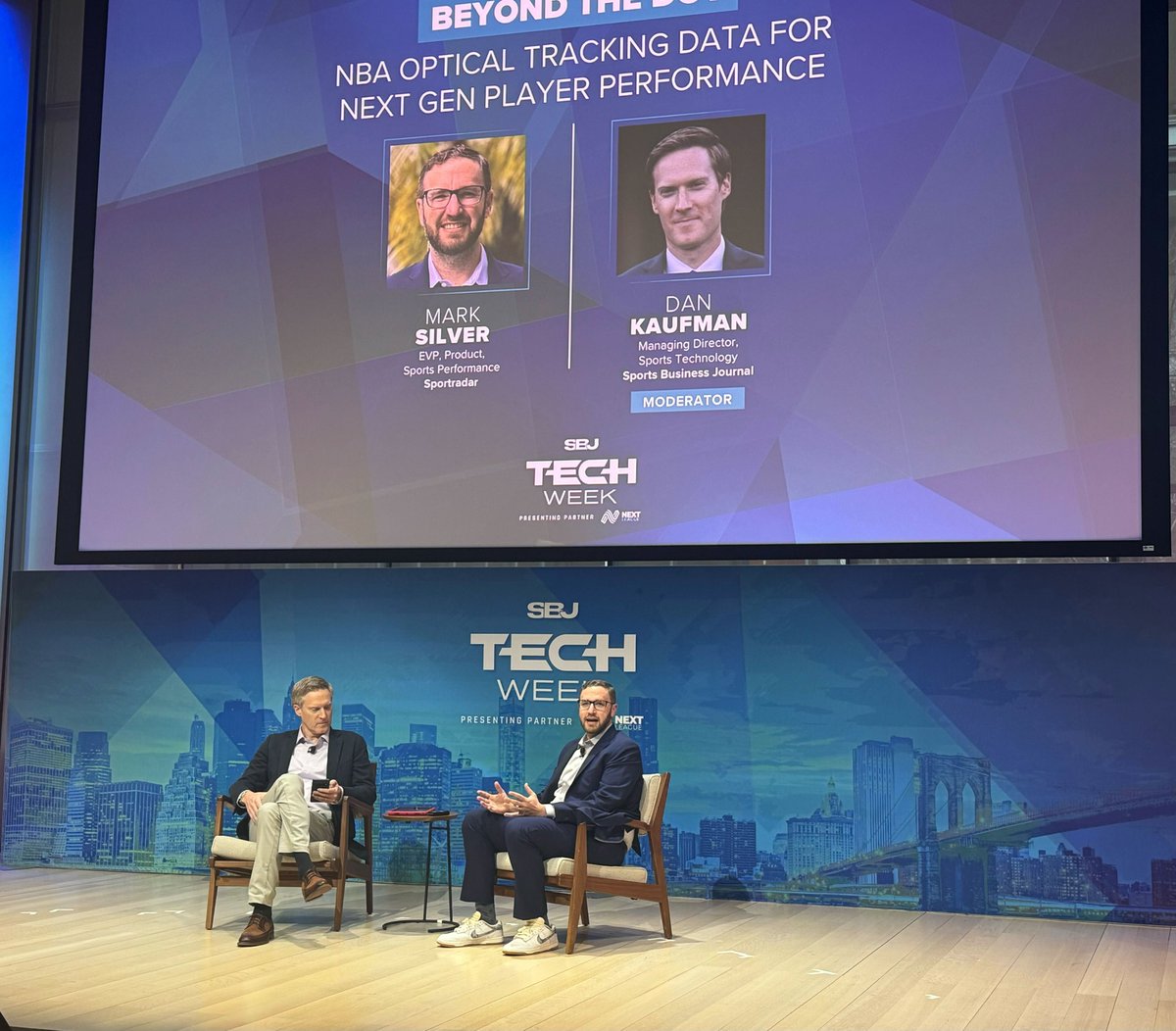 Sportradar's tweet image. At @SBJ Tech Week, Sportradar&apos;s Mark Silver spoke with Dan Kaufman about how we’re unlocking player performance across the @NBA with NBA optical tracking data.

This data is provided by Sportradar’s Synergy Sports product suite➡️ow.ly/zF2X50QJYcT

#SBJ #SBJtechweek