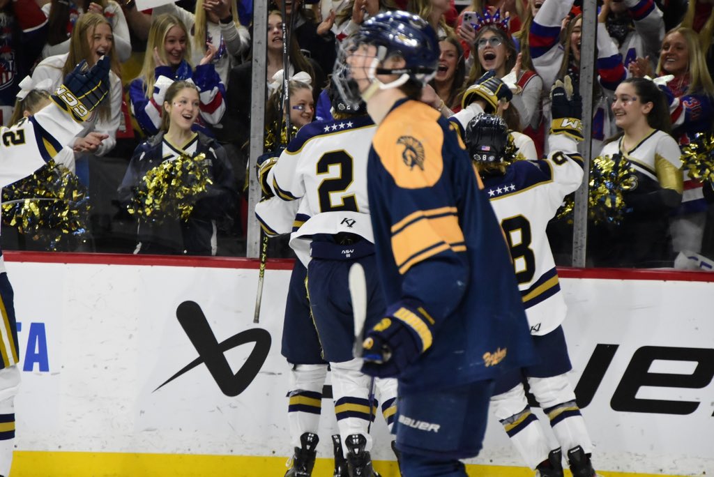 LetsPlay_Hockey's tweet photo. 2024 Boys Hockey State Tournament     
Class A Semifinals  
Final 
@HAHA_Hockey 7
@ZephyrsBoysPuck 6

OT WINNER 

River Freeman fires it over the pad of Charlie Brandt and Hermantown will play for a title! 

Hawks goals: River Freeman (21,22), Jack Slattengren (3), AJ Francisco (10,11, 12), Weston Bohlman (5)

Zephyrs goals: Sam Harris (7), Jake Hodd-Chlebeck (28), Patrick Egan (16),Wyatt Tarnowski (5), Max Strecker (4)

Shots 39-33 Zephyrs 

#TheTourney24