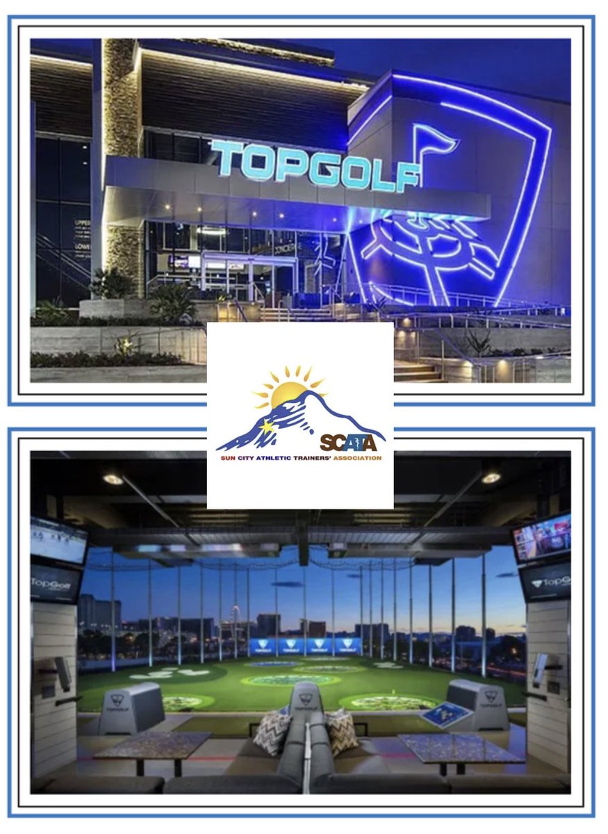 SunCityATA's tweet photo. It's National Athletic Training month, and we are here for it! SCATA is proud to announce NATM24 social happening at Top Golf. Registration for this event is now live! Bring your A game or take a Mulligan! Just join us! ⛳🏌️

https://t.co/mNadY1beoy https://t.co/cYRwtlFbMa