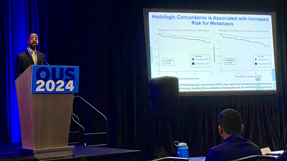 Insightful talk by @CleClinicLCM student <a href="/EranMaina/">Eran Maina</a> on histologic concordance in bilateral renal cell carcinoma - stellar work with the <a href="/CleClinicUro/">Cleveland Clinic Urology</a> team! #OUS2024