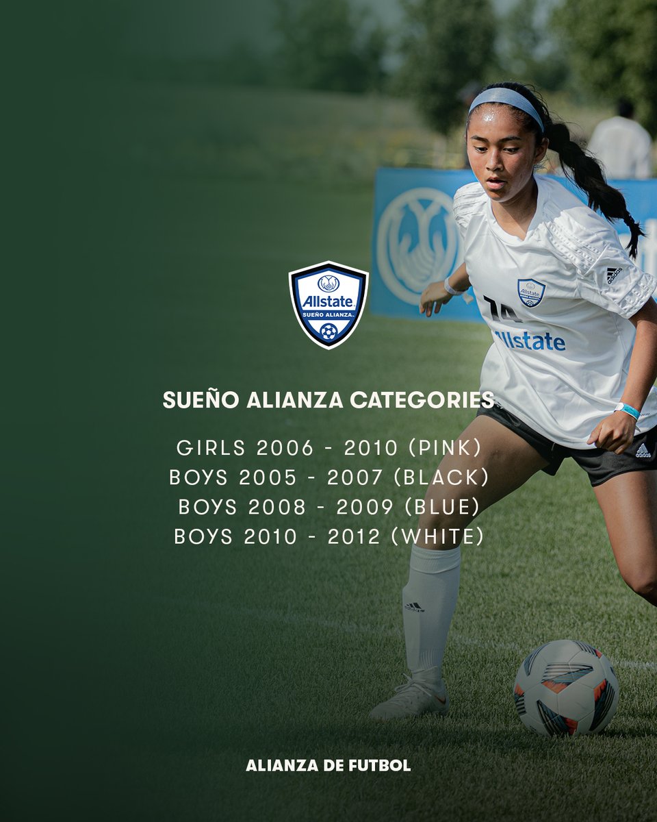 Estás serán las categorías de Allstate Sueño Alianza en el 2024 🔥 ¿Estás list@ para hacer tu tryout? 🤔 Los registros abrirán muy pronto 🤯 @allstate #AlianzaDeFutbol