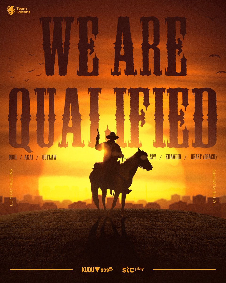 بالعلامة الكاملة! 🔛🔝
أبطالنا يتأهلون إلى مرحلة النهائيات في
@SaudieLeagues للعبة ڤالورانت 🦅

#FalconsAreHere