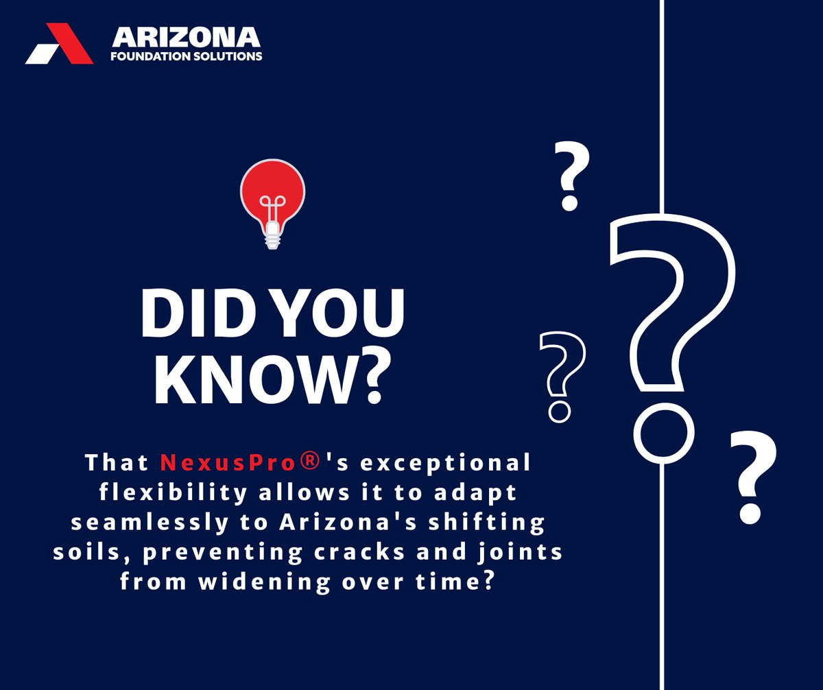 AZFoundationFix's tweet image. Did you know? Our NexusPro&apos;s flexibility is your secret weapon against soil shifts in Arizona!

#Concrete #Concreteproblems #Concretecracks #Concreterepair #explore #concretesolution #sealant

(602) 470-1311
 (foundationrepairsaz.com)