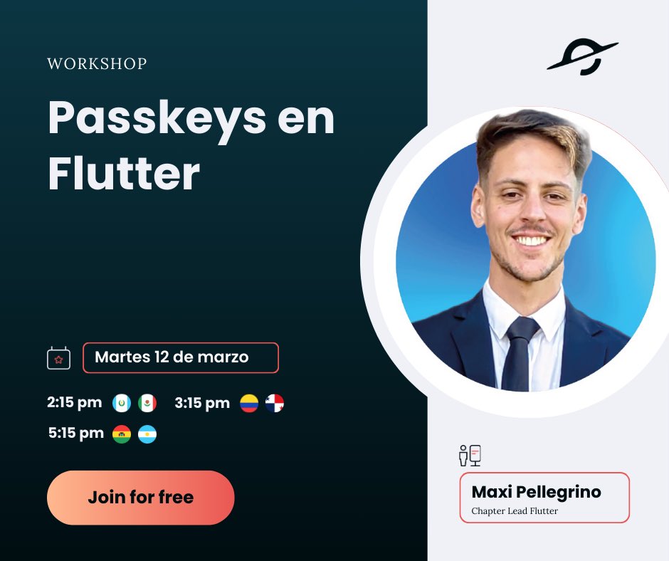 Singular_agency's tweet photo. 🚀 Embark on a security revolution with our ‘Passkeys in Flutter’ workshop on March 12th! spearheaded by Maxi Pellegrino, our Flutter Chapter Lead. Transform your security approach! 

📌 March 12, 2:15 PM. Join here: https://t.co/JywPUDeXpZ https://t.co/c57I1FZivv