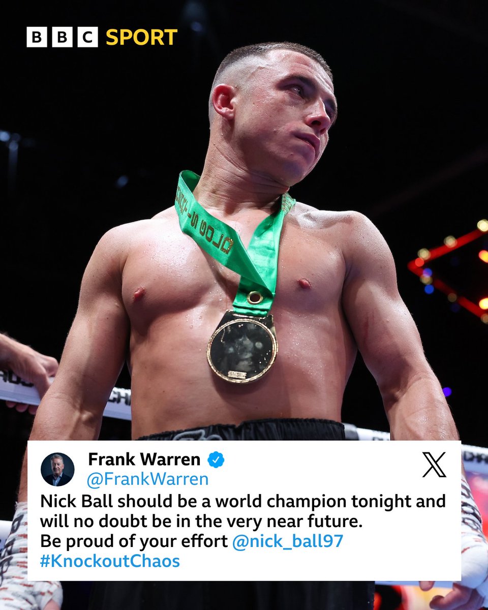BBCSport's tweet photo. Frank Warren has made his thoughts clear 🗣️

Who did you think won? Nick Ball or Rey Vargas?

#BBCBoxing #JoshuaNgannou https://t.co/RRNwocRicj