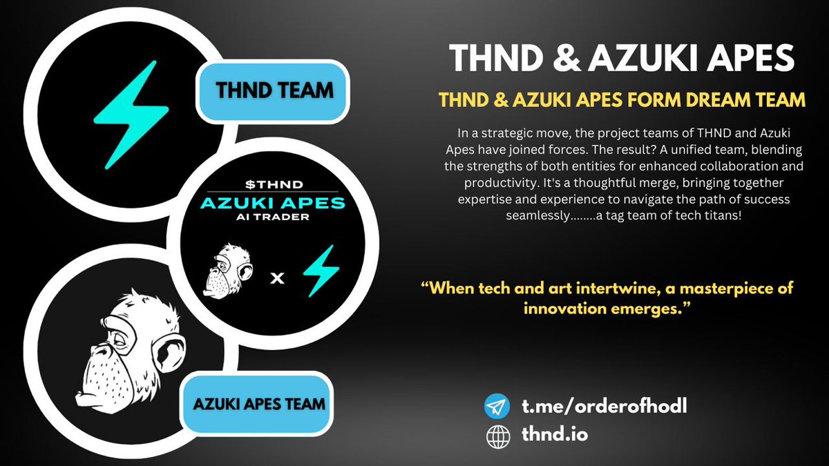 The two hardest working teams in web3 are now one. $THND & Azuki Apes join forces as we #ApeTogether into the future. We will rise.