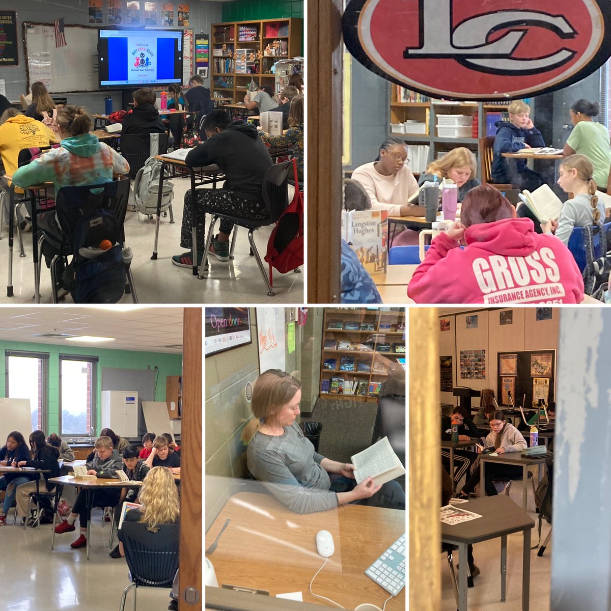 SmnHenley's tweet photo. @LCtrailblazers staff and students got in on the action enjoying our D.E.A.R. time this morning to cap off #JCReads Week! #jclibraries https://t.co/GnV2AwIMkC