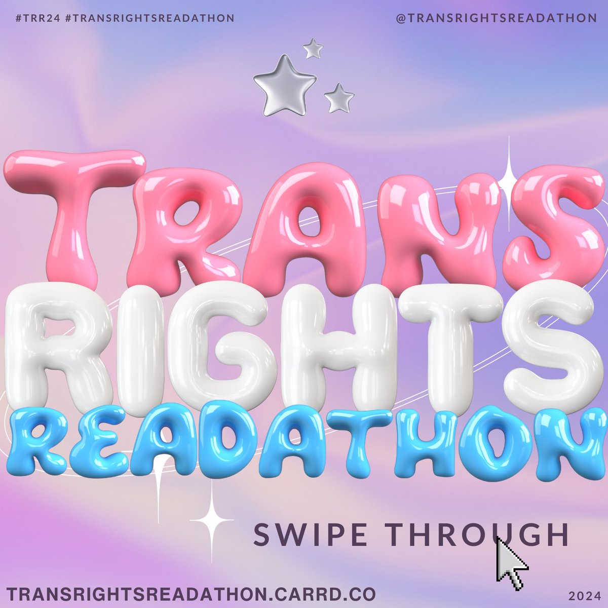 TRReadathon's tweet photo. MARK YOUR CALENDARS! 🏳️‍⚧️🥳
This year's Trans Rights Readathon will take place from Friday, March 22 through Friday, March 29, 2024 #trr24 #transrightsreadathon #booktwitter 
https://t.co/815FiIjKBi https://t.co/vNY7xWiraz