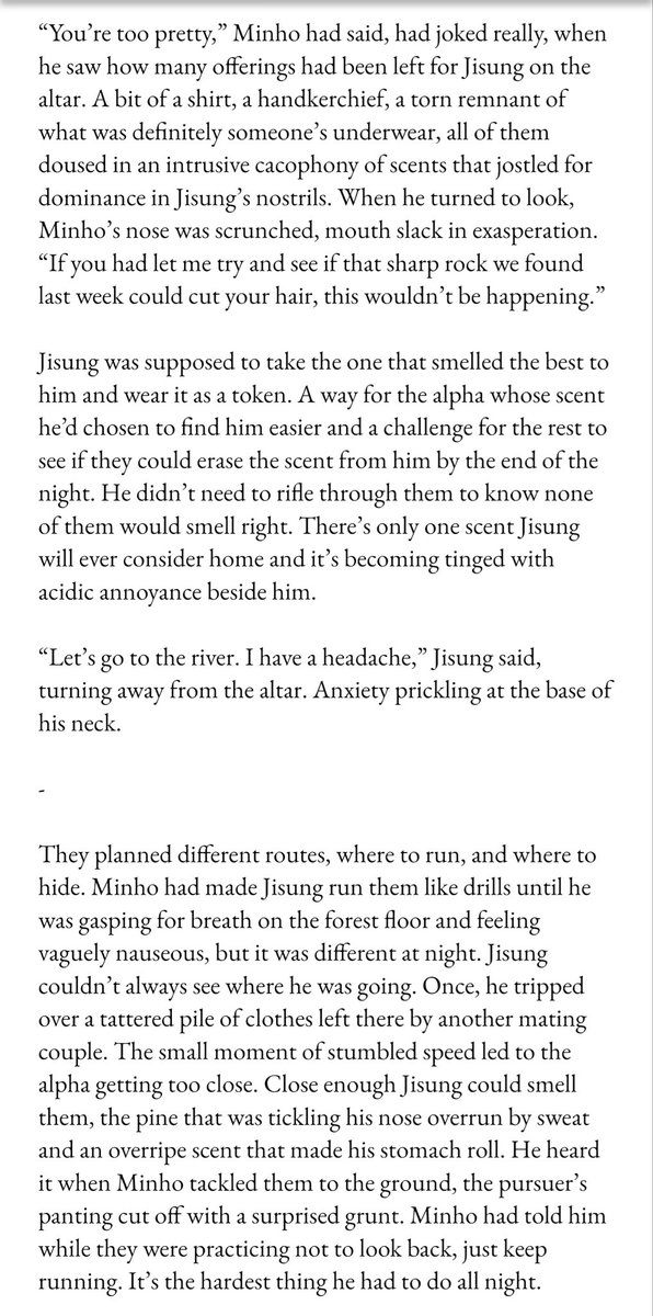 halphalump's tweet image. if jsvng hadn't wanted to make mnho go insane from a bloodlust induced rut, maybe he shouldn't have asked him to run interference during the mating run. maybe he should have thought of that.