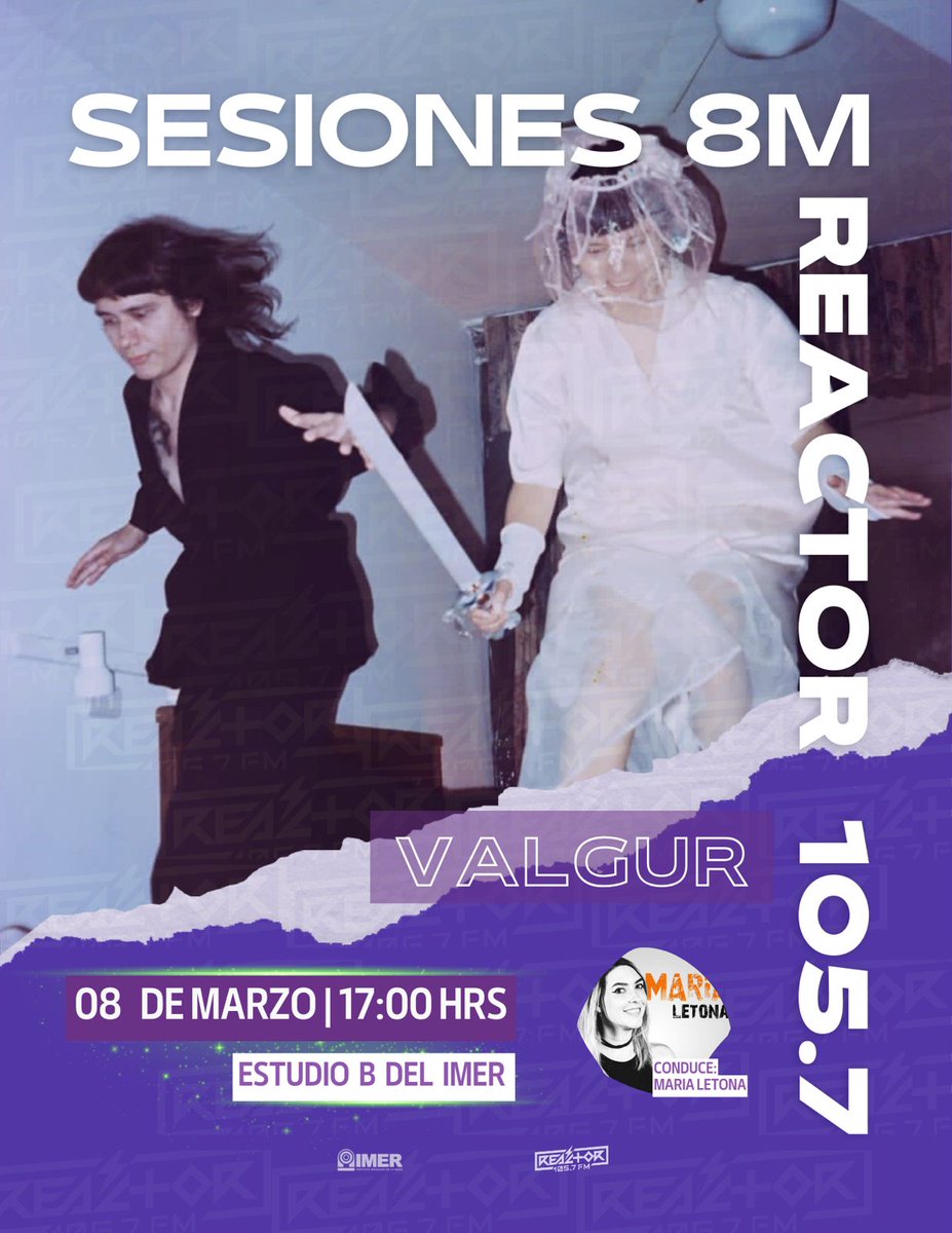 Reactor105's tweet photo. #Sesiones105 presenta: @soyvalgur en vivo desde el estudio B del @imerhoy como parte de nuestra transmisión especial #Reactor8M
Disfruten de su presentación por el 105.7 de su FM y por https://t.co/uAMTZGuMwa
#8M2024 #SomosEllas https://t.co/azThGMGB2b
