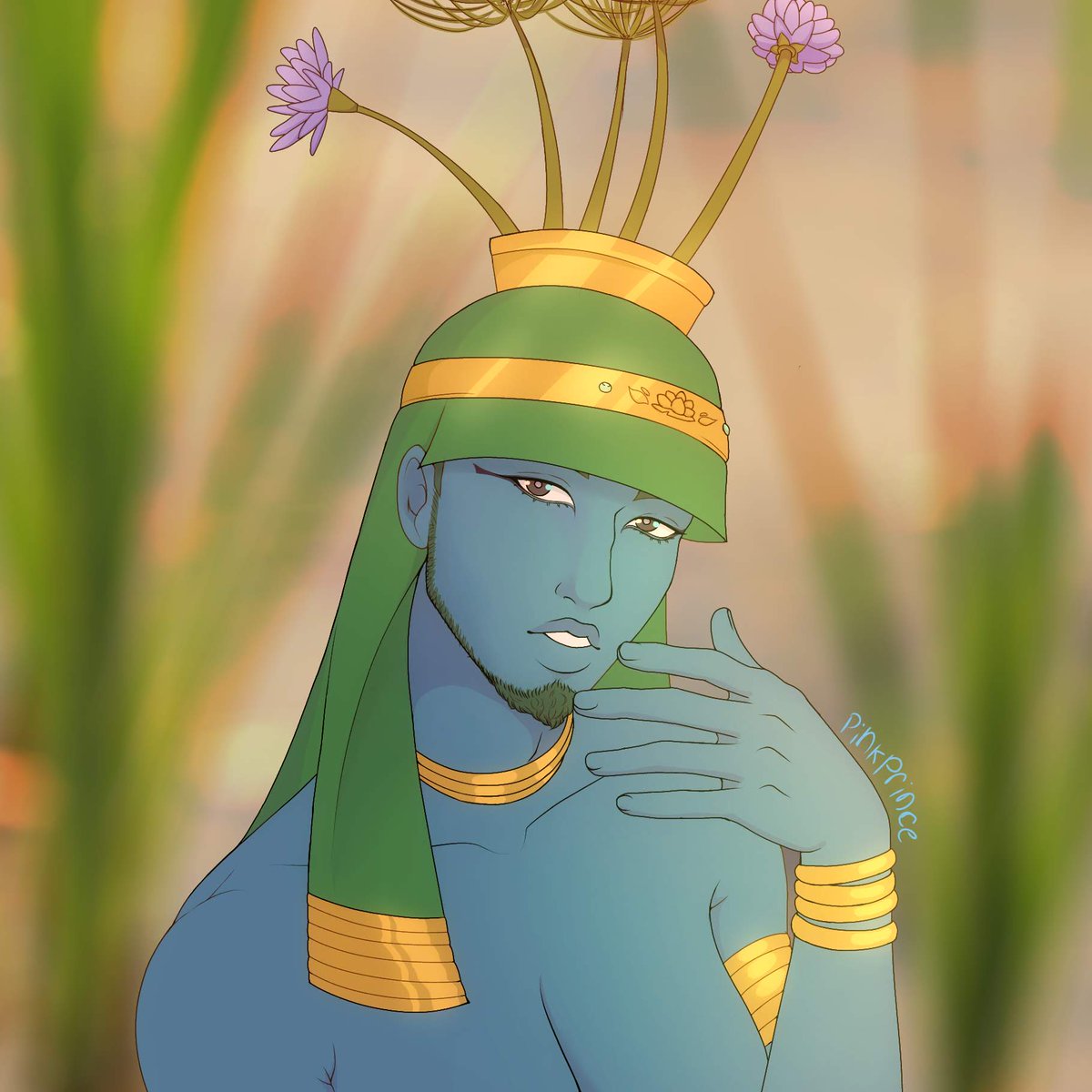antinousgaygod's tweet photo. 🪷 #HAPI is the intersex Nile inundation deity invoked by #Antinous for his first recorded miracle: a bountiful flood to end a famine. It is told in hieroglyphs on the Obelisk of #Antinoos. Full details: https://t.co/M540bXHYBs Art: #PinkPrince @thesomeprince. 🪷 https://t.co/BkKPEHpiwU
