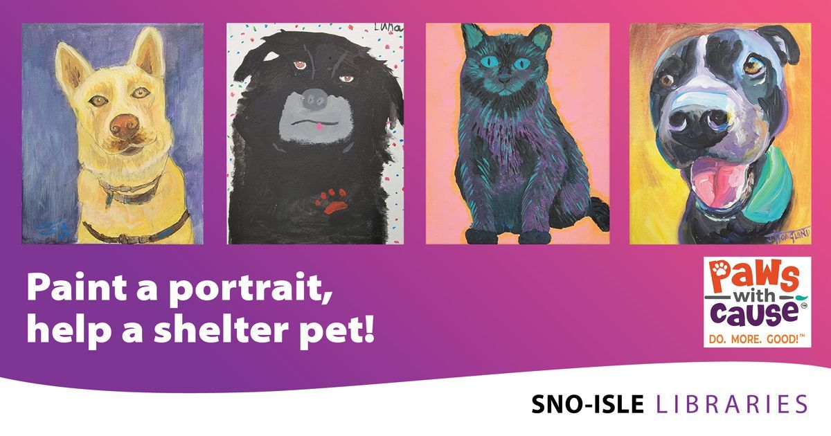 Registration opens tomorrow for our Shelter Pet Portrait Painting with PawsWithCause!

Join us for a painting party and paint a portrait based on a real shelter pet to help the animals be seen outside of cages and promote adoption.

Supplies provided.
buff.ly/3Tr61YG