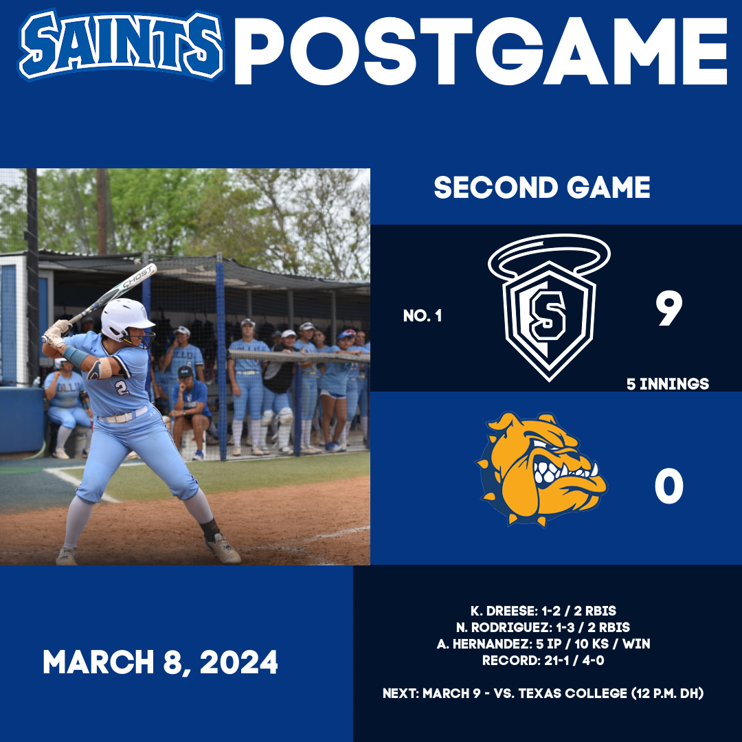 #SaintsPostGame: No. 1-ranked #OLLUSoftball completed the doubleheader sweep against Jarvis Christian University with a 9-0 victory. Full article will be published soon. #WingsUpSaints