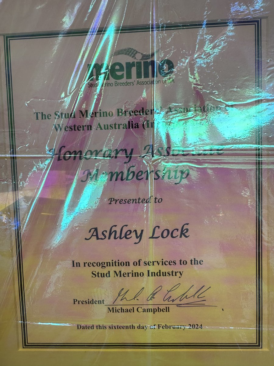 Ashley Lock has played pivotal role in our industry, over many years. Fittingly, Ashley was recognised for this achievement last night & awarded an Honorary Associate Membership of SMBAWA. Thank you for all that you do Ashley & congratulations. #congratulations #sheep #wool