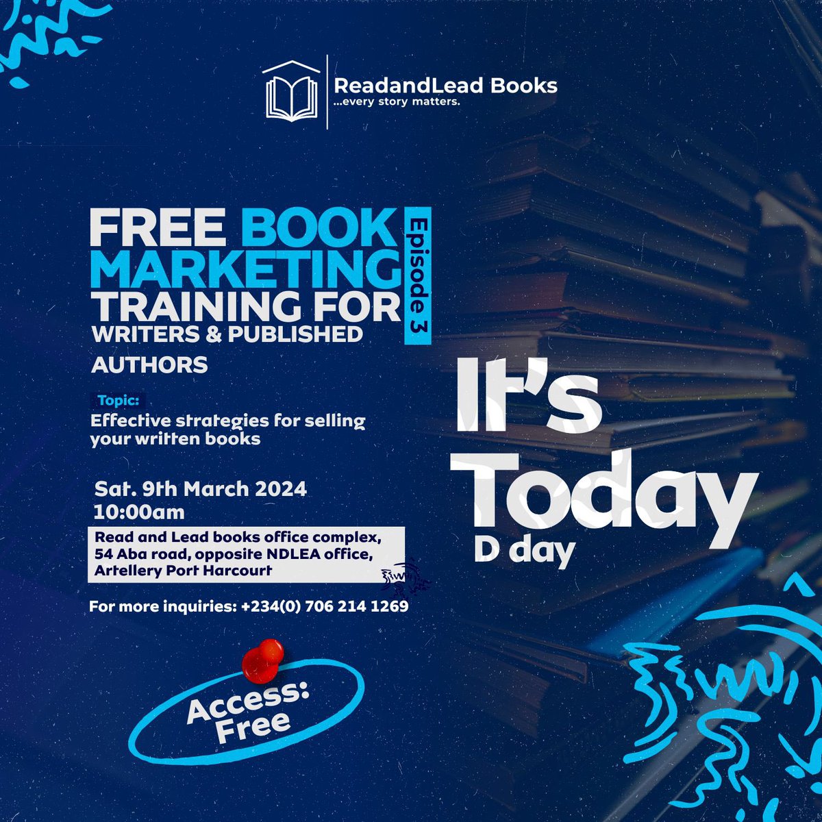 It’s today.

Let’s create the next billionaire authors.

See you by 10 am.

#bookmarketingtraining #readandleadbooks #freebookmarketing #bohostyle #BOOYAH #booklover #books #bookworm #bookstagram #bookaddict