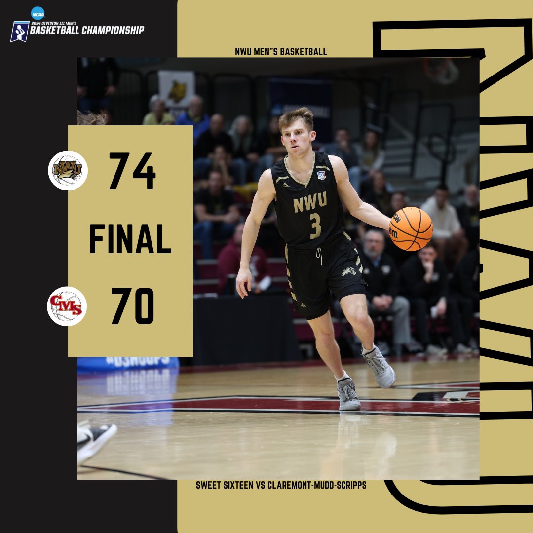 One of the 𝓔𝓵𝓲𝓽𝓮 🤫🏀 Nebraska Wesleyan University defeats Claremont-Mudd-Scripps, 74-70, in the round of 16 of the 2024 NCAA Division III National Tournament 🐺 #YipYip #PWolfNation #d3hoops