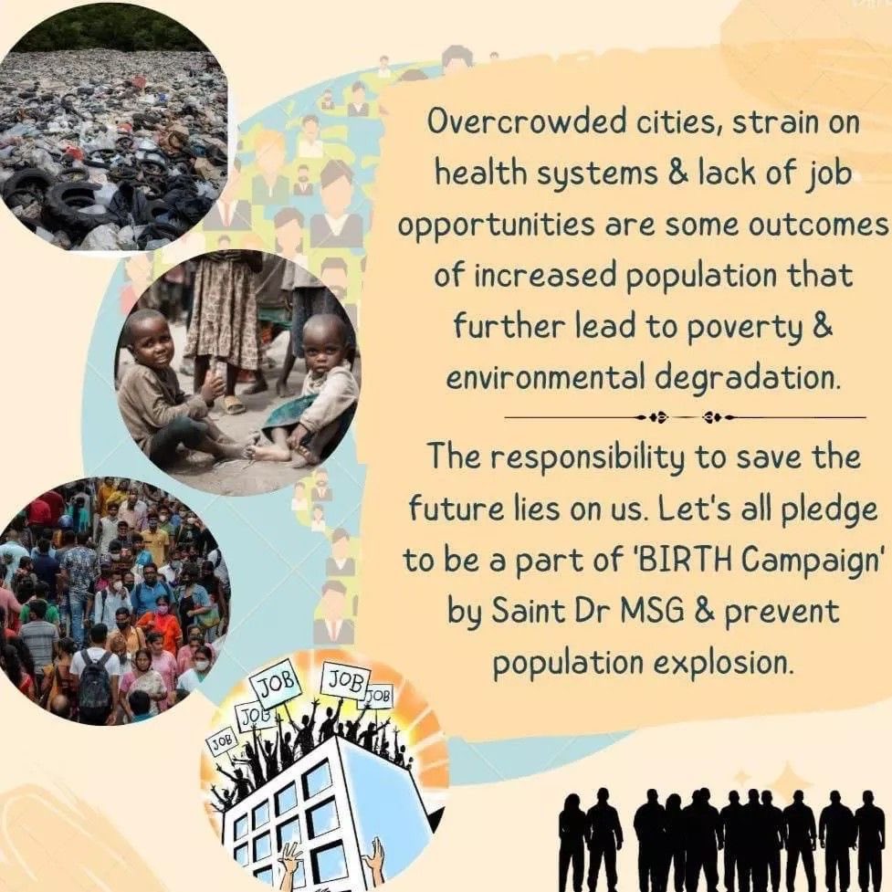 Population Explosion is major issue nowadays, use of natural resources become limitless it’s matter of concern for all. To control population Saint Ram Rahim Ji urges masses to pledge #ContentWithOne means having one child or not more than 2 child. Masses have pledged this💯