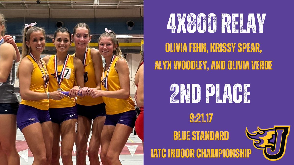 4x800 meter relay!! 2nd place!! 16 seconds faster than what they ran on Tuesday at UNI💜💛 @JCSD__Athletics