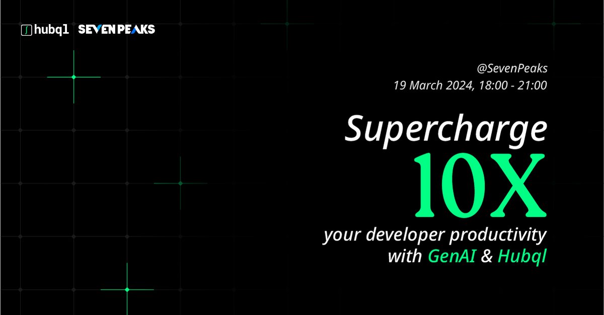 Event coming up in Bangkok on 19th:
Want to leverage GenAI and Hubql?
Supercharge: 10x your developer productivity with GenAI &amp; Hubql will introduce you to modern dev tools to help you streamline your next software project.
More details and RSVP here
guild.host/events/superch…
