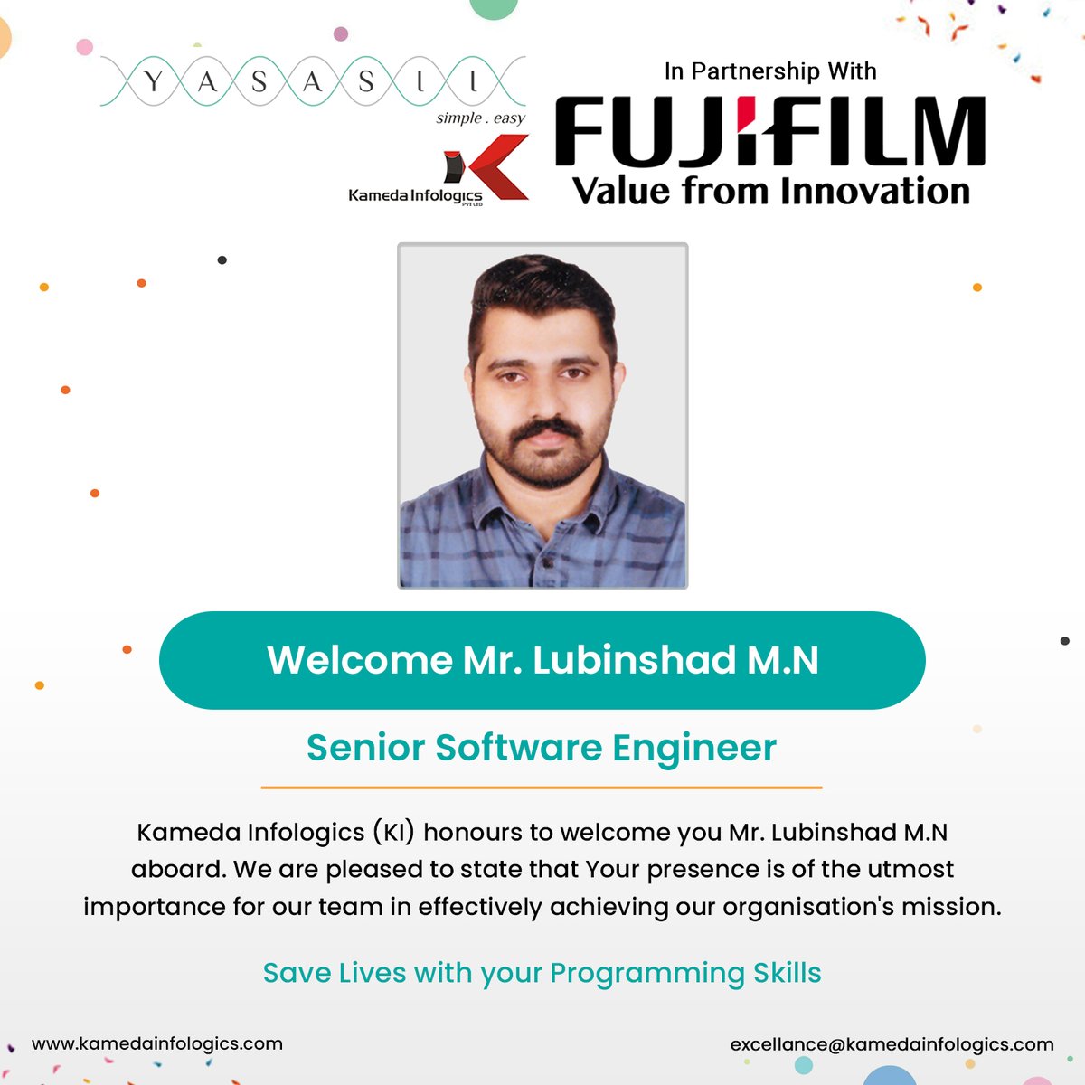 Welcome to the Kameda Family! 🌟 We are thrilled to introduce our newest team members who have joined us on this exciting journey. 👋 Join us in extending a warm welcome to Mr. Lubinshad M.N!🎉#newhire #welcomeaboard #teamworkmakesthedreamwork