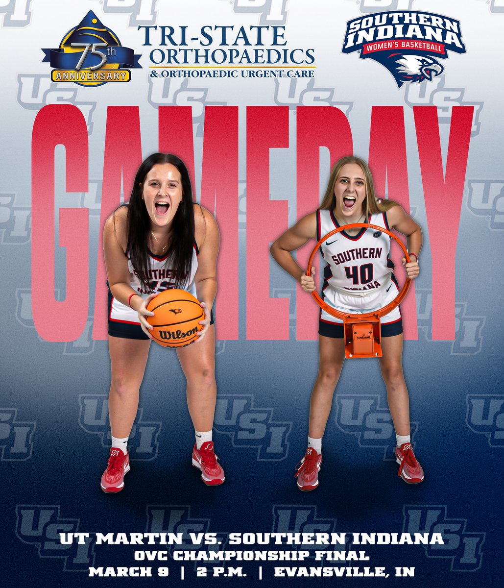 USIAthletics's tweet photo. 𝙇𝙀𝙏'𝙎 𝙂𝙊 𝘼𝙉𝘿 𝙂𝙀𝙏 𝙇𝙊𝙐𝘿!🏀🦅

@usiwbb competes for an OVC Tournament Championship this afternoon at Ford Center. We need you there to make some NOISE!

🆚 @UTMartinWBB 
📍 Evansville, Ind.
🔗 https://t.co/5suSNtX0u0
💻 https://t.co/HgxOgT5RU2
#GoUSIEagles #OVCit https://t.co/sD00S1WsV6