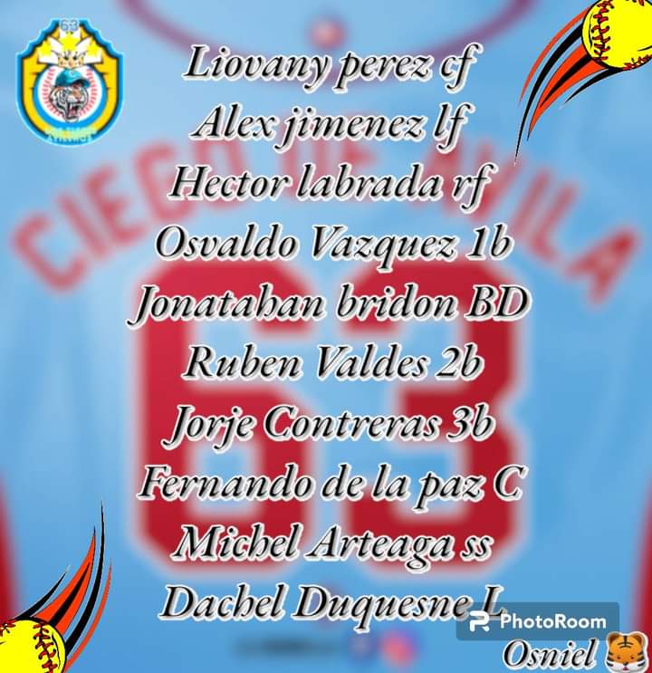 Así abrirán los tigres en el primer juego de la serie nacional de Beisbol. #cuba #CiegodeAvila #LatirAvileño