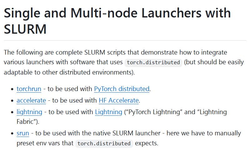 StasBekman's tweet photo. Getting multi-node SLURM launchers to work can be a time consuming business.

Here are 4 launchers with each component of the script clearly defined so that you can just plug your program in and it'd just work:

https://t.co/dGDs3RFkyt https://t.co/g5aqnU91YL