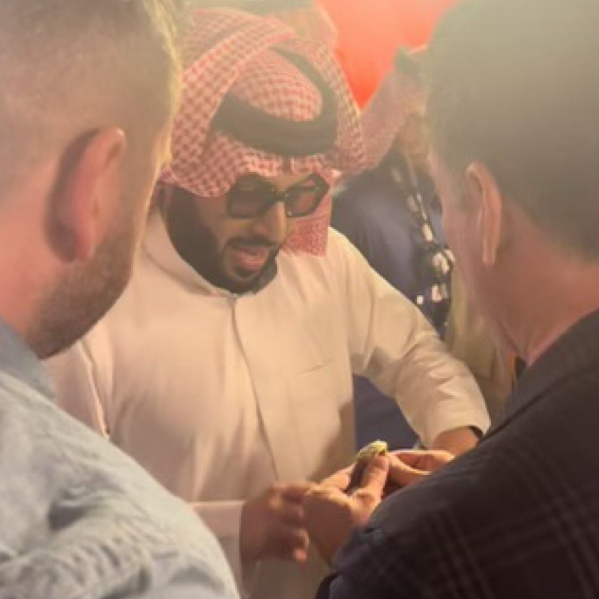 His Excellency @Turki_alalshikh displaying the first ever PFL Champs vs Bellator Champs Super Fight Ring #LetsGoFrancis
