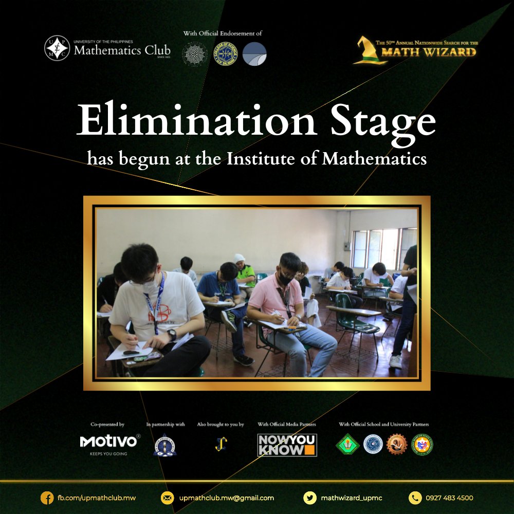 mathwizard_upmc's tweet photo. 𝐓𝐡𝐞 𝐄𝐥𝐢𝐦𝐢𝐧𝐚𝐭𝐢𝐨𝐧 𝐒𝐭𝐚𝐠𝐞 𝐡𝐚𝐬 𝐛𝐞𝐠𝐮𝐧!

Contestants across the country have now started competing to be the next Math Wizard. Let's see who will earn a Top 30 spot and move on to the Finals Stage.

#TheAnnualNationWideSearchForTheMathWizard
#MW50 https://t.co/0XuMrjc4KI