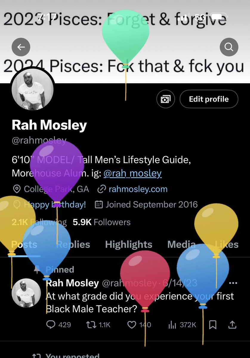 rahmosley's tweet photo. Balloons on my page or whatever y’all be saying!!

Happy Birthday To Me!! https://t.co/F8q1OSLJDQ