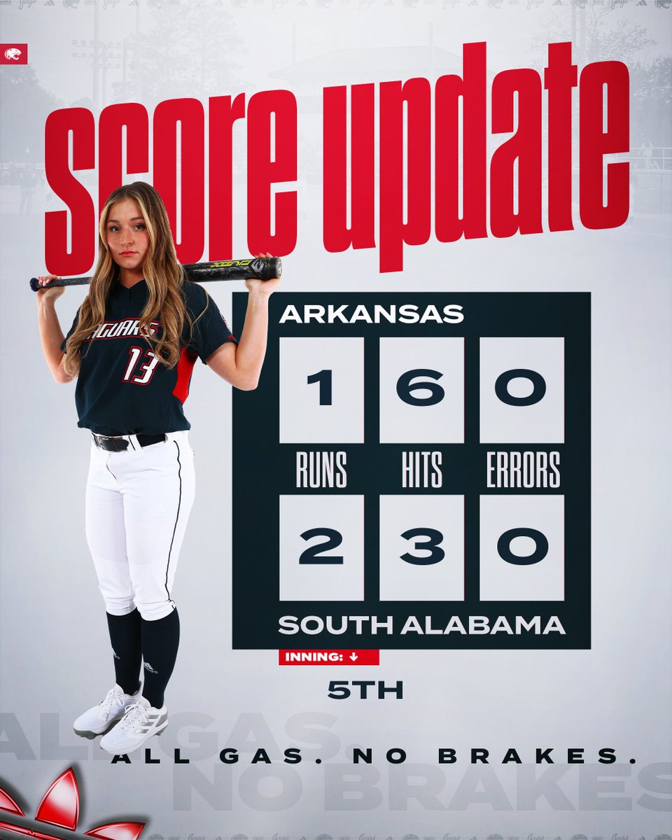 The Razorbacks put the potential tying run at third after a one-out triple, but Cordova makes a diving grab at second on a hard-hit liner and Lackie gets Ellis to pop out to Sims just behind the bag at third to strand the runner. #AllGasNoBrakes