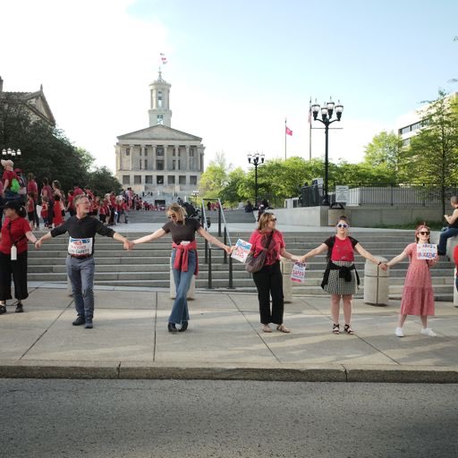 voices4saferTN's tweet photo. Voices for a Safer TN  asks the community to wear red &amp; link arms to honor the memory of the Covenant victims and the hundreds of TN lives lost to preventable firearm tragedies over the last year. Register here: https://t.co/HMk5Qf47Q2 https://t.co/TnHIXarp5I