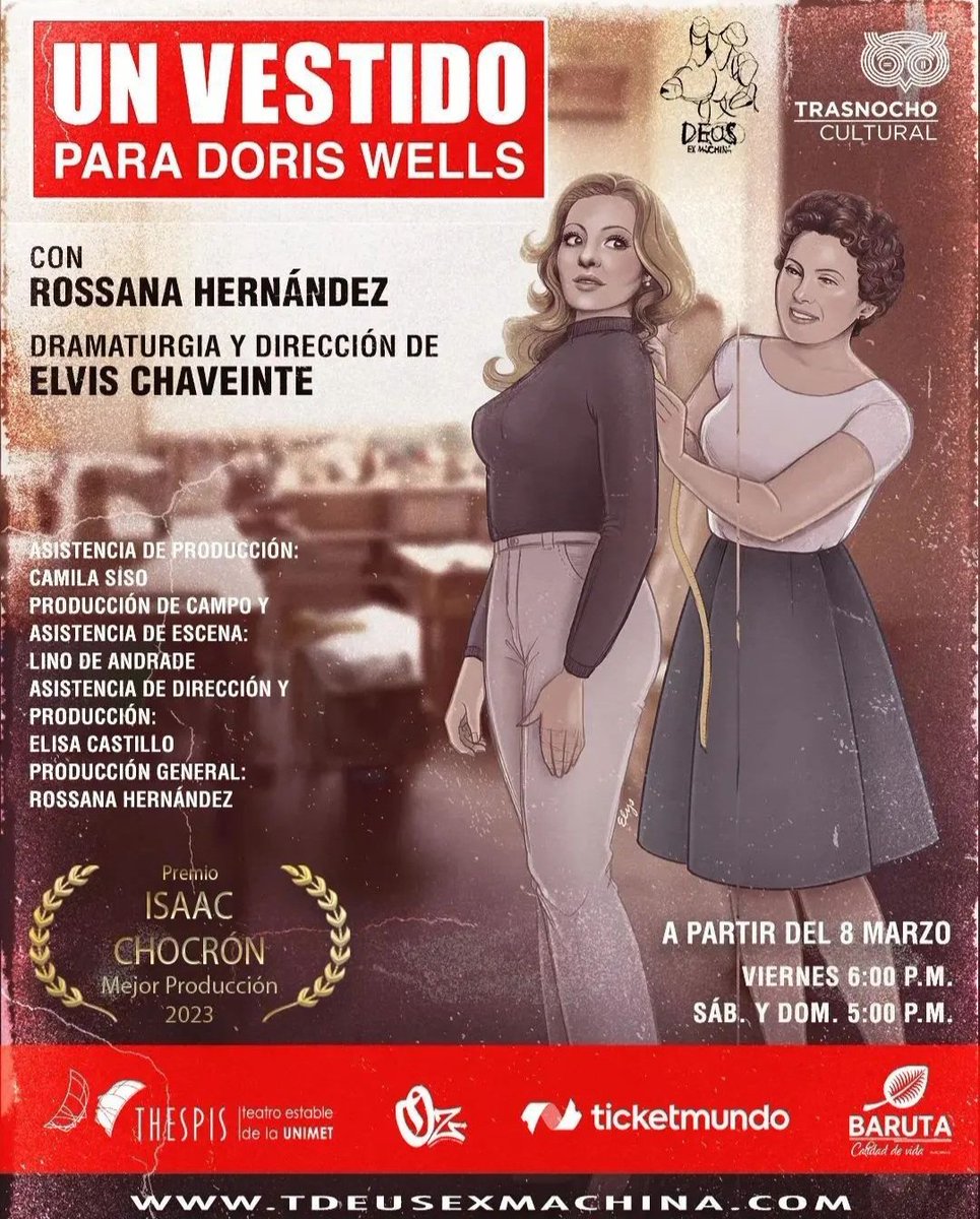 Vengo del estreno en el Trasnocho de esta joya de obra.
Rossana es única. Se mimetiza con dos personajes de manera hermosa.
La pieza es magia.
No se la pierdan, viernes 6pm, sábado y domingo 5pm hasta el 24 de este mes.