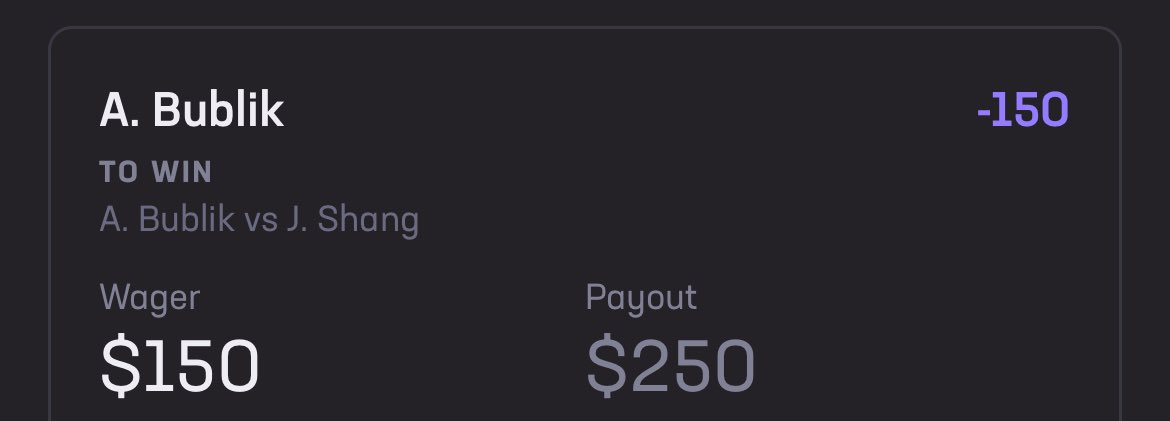 ChefTaco3's tweet photo. Bublik ML. Another guy who’s playing amazing lately. I’m comfortable paying  a little juice to get some $ on Bublik. 🎾 https://t.co/sR25kqpiwr