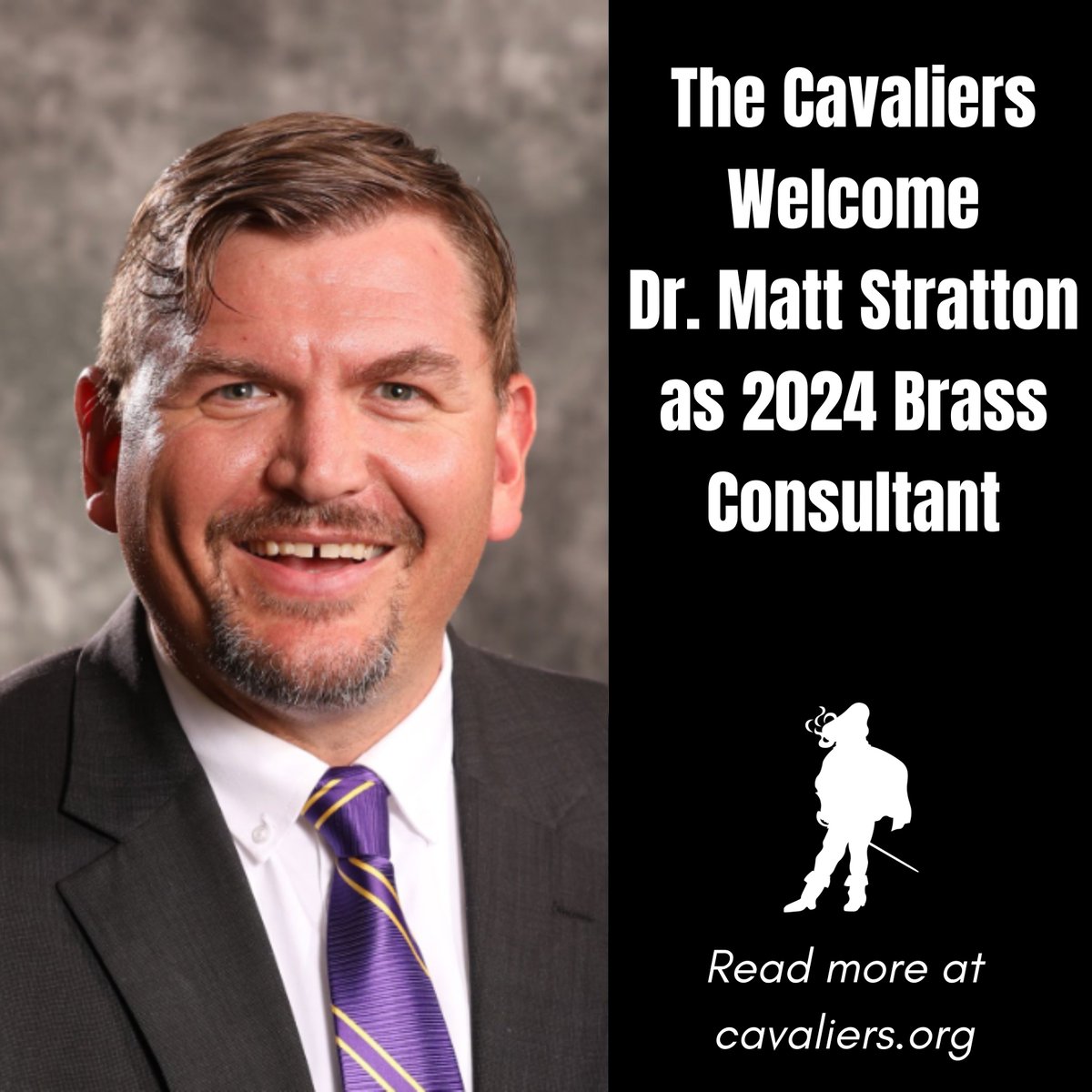 The Cavaliers are proud to announce Dr. Matt Stratton as our 2024 Brass Consultant. Please join us in welcoming Dr. Stratton to the Green Team! Read more here 🔗 cavaliers.org/news-blog/cava…