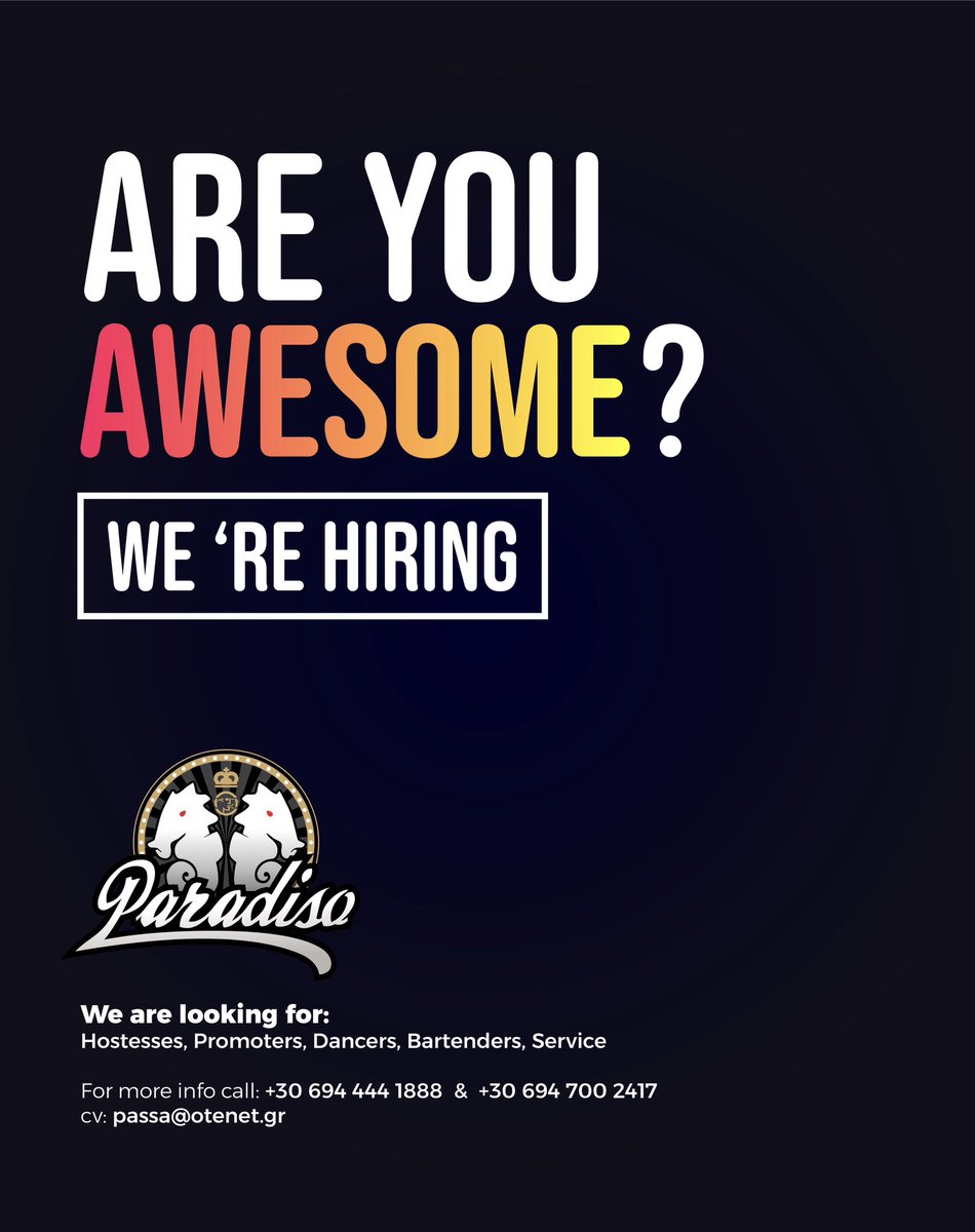 Rodiamare's tweet photo. Are you Awesome??
WE'RE HIRING!!
#togetherisbetter
#summer2024 https://t.co/F2tMgqzE8n